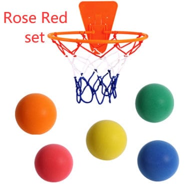 Silent High Density Foam Sports Ball Indoor Mute Basketball Soft Elastic Ball Children Sports Toy Games kids fashion novaa Rose gold set No 3 Basketball