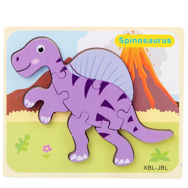 Baby Wooden Cartoon Dinosaur 3D Puzzle Jigsaw for Kids Montessori Early Learning Educational Puzzle Toys kids fashion novaa Spinosaurus