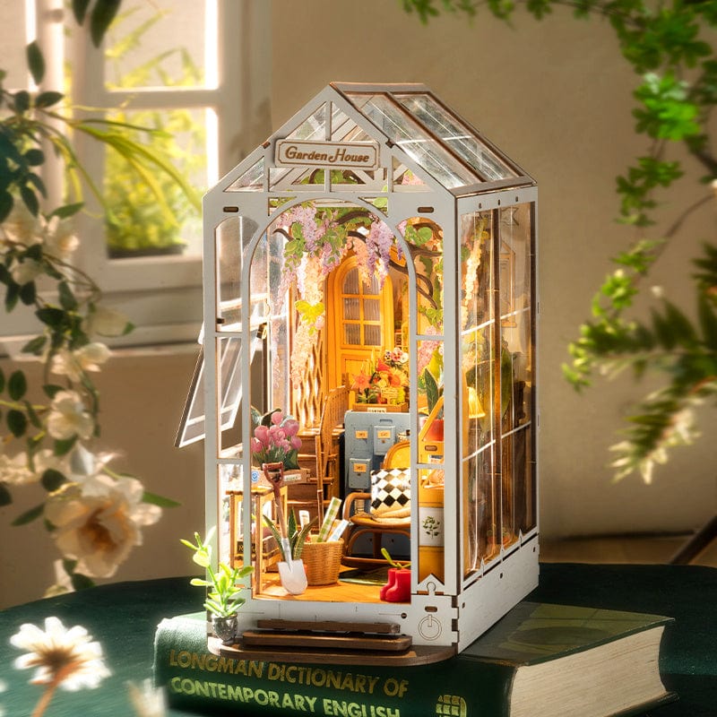 Robotime Rolife Garden House Book Nook Kit Book Shelf Insert Easy Assemble Toys Gifts For Kids Women Girls Home Decoration TGB06 kids fashion novaa TGB06