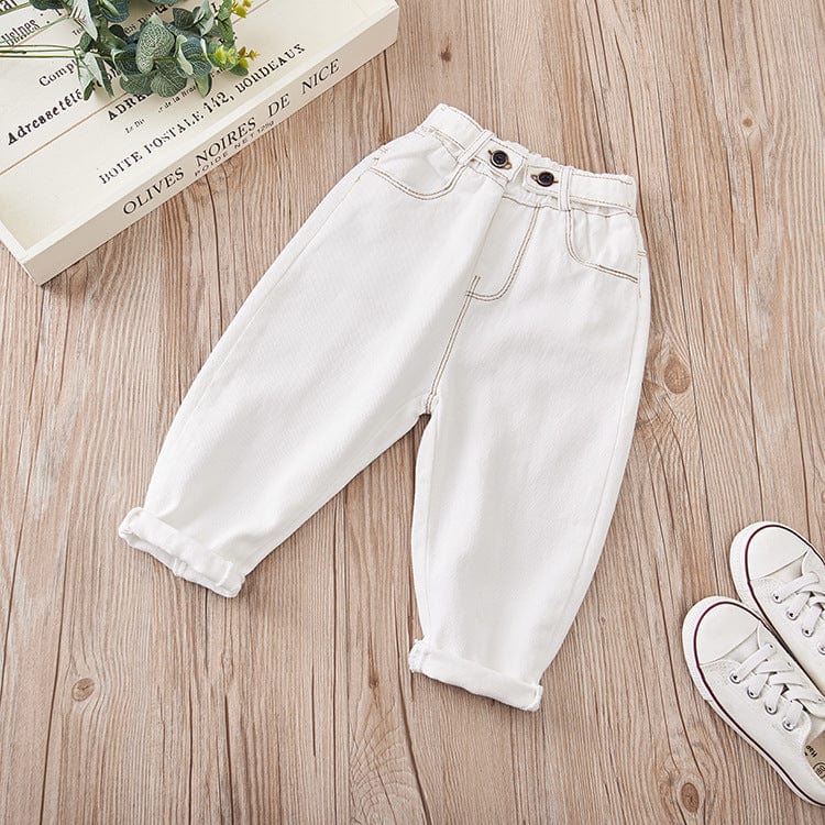 All-match kids Harlan jeans kids fashion novaa White 100cm