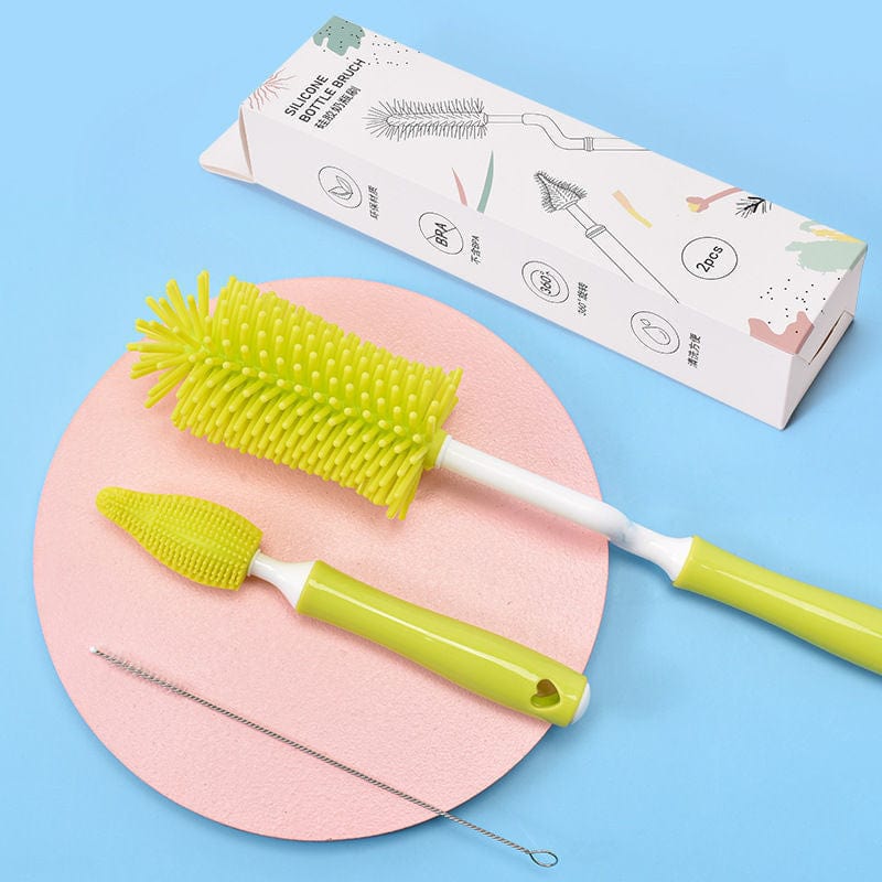 Baby Silicone Baby Bottle Brush Straw Scrubbing Baby Bottle Brush Cleaning kids fashion novaa Yellow