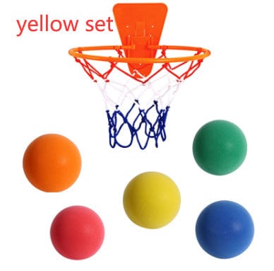 Silent High Density Foam Sports Ball Indoor Mute Basketball Soft Elastic Ball Children Sports Toy Games kids fashion novaa Yellow set No 3 Basketball