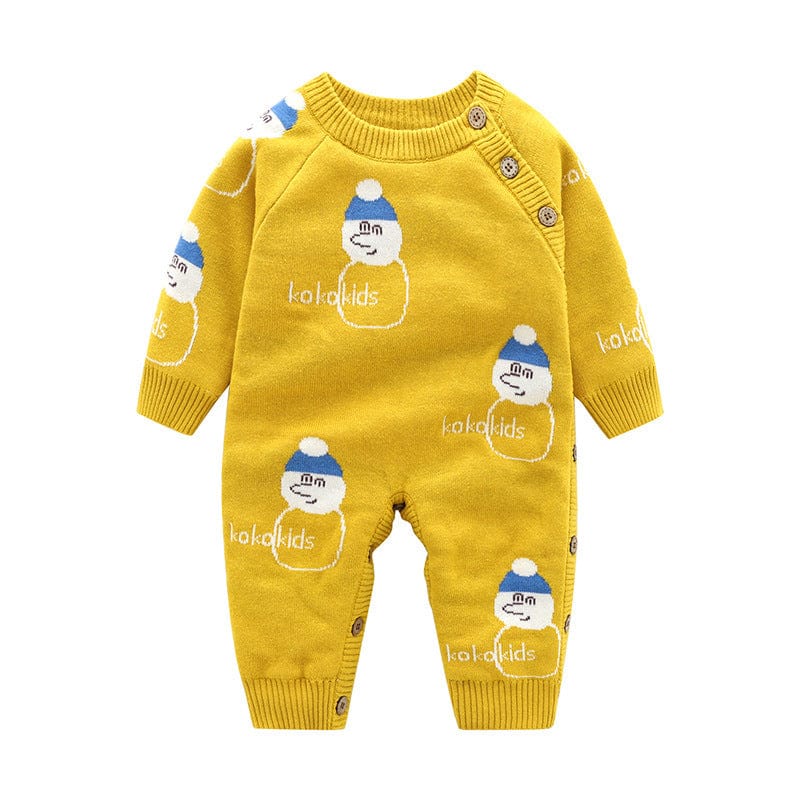 Newborn Baby Clothes Baby Crawling Clothes Thickening Out Baby Harness kids fashion novaa Yellow snowman 90cm