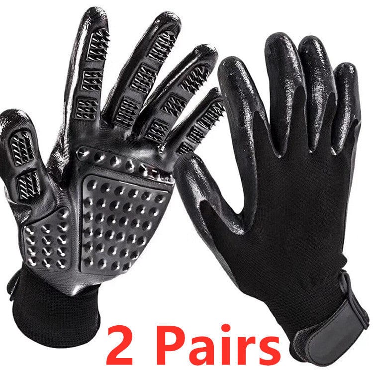 Pet Hair Grooming Glove Cats Soft Rubber Pet Hair Remover Dog Horse Cat Shedding Bathing Massage Brush Clean Comb Animals men collecthion fashion novaa Black 24.5x13cm 2Pairs