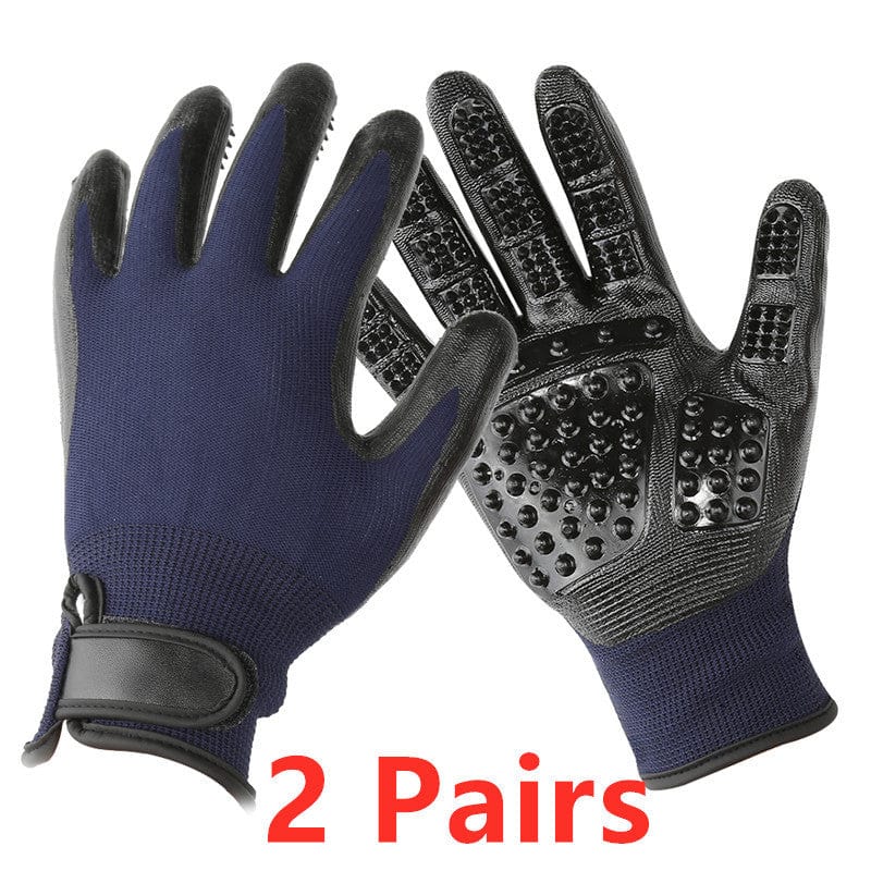 Pet Hair Grooming Glove Cats Soft Rubber Pet Hair Remover Dog Horse Cat Shedding Bathing Massage Brush Clean Comb Animals men collecthion fashion novaa Blue 24.5x13cm 2Pairs