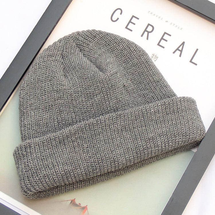 New Fashion Mens Beanie Winter Knit Hat Boy Skullcap Sailor Cap Cuffs Retro Navy Short Hat Solid Color Unisex Autumn Warm Cap men collecthion fashion novaa Dark grey M