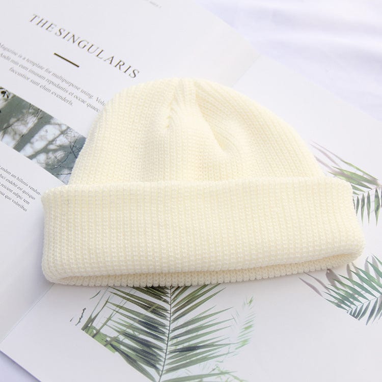 New Fashion Mens Beanie Winter Knit Hat Boy Skullcap Sailor Cap Cuffs Retro Navy Short Hat Solid Color Unisex Autumn Warm Cap men collecthion fashion novaa White M