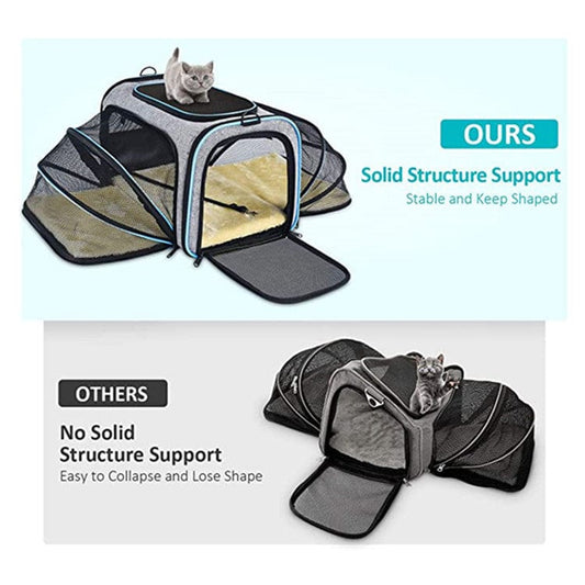 Carrier For Cat Pet Airline Approved Expandable Foldable Soft Dog Carrier Opened Doors Reflective Tapes Cat Travel Bag pet Vismera