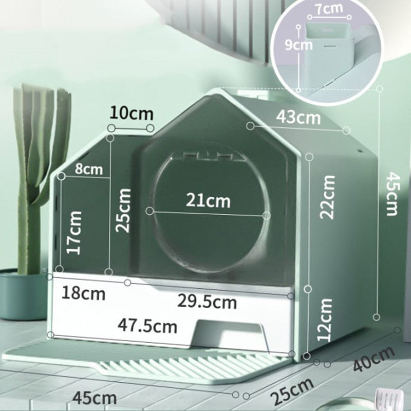 Fully Enclosed Household Anti-splash Drawer Type Odor-proof Cat Litter Box pet Vismera Grass green Extra Large
