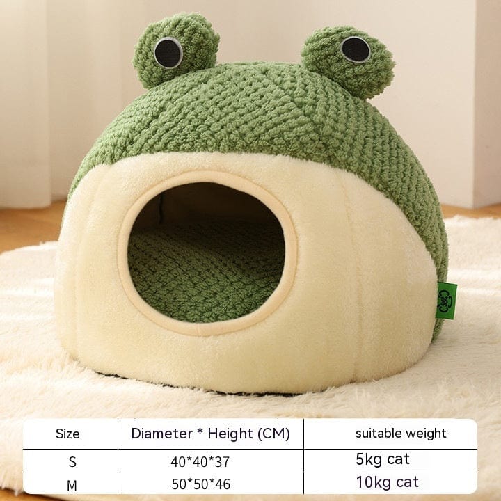 Pet Cat Dog Nest Little Frog Series Warm Plush Mat Autumn Winter Pet House Full Package Nest For Small Cats Dogs Within 5KG pet Vismera Green Nest M