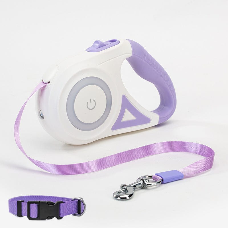 Dog Leash Retractable Leash And Dog Collar Spotlight Automatic Pet Dog Cat Traction Rope For Small Medium Dogs Pet Product pet Vismera Purple 5M Tow rope and small collar