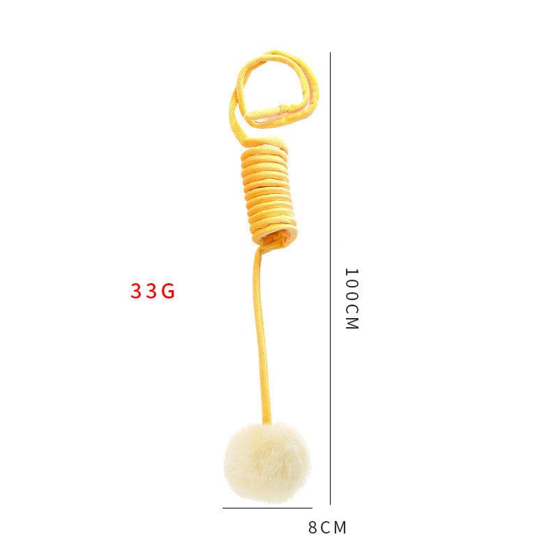 Cat Toy Self-Hi Sucker Spring Rabbit Hair Ball Interactive Play Pet Supplies Interactive Toys pet Vismera Yellow Spring rabbit fur ball