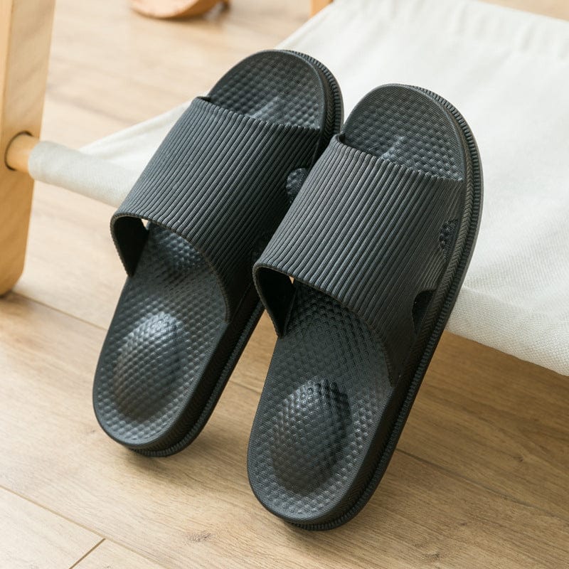 Women Bathroom Slippers With Heel Massage Ball Design Shoes At Home shoes fashion novaa Black 36to37
