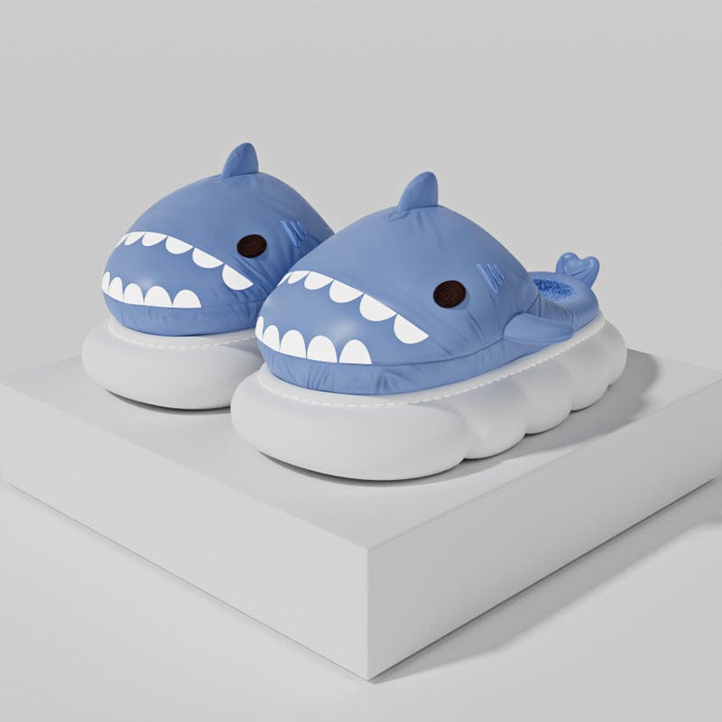 Shark Indoor And Outdoor Non-slip Thick Bottom Cotton Slippers For Women shoes fashion novaa Blue 36to37