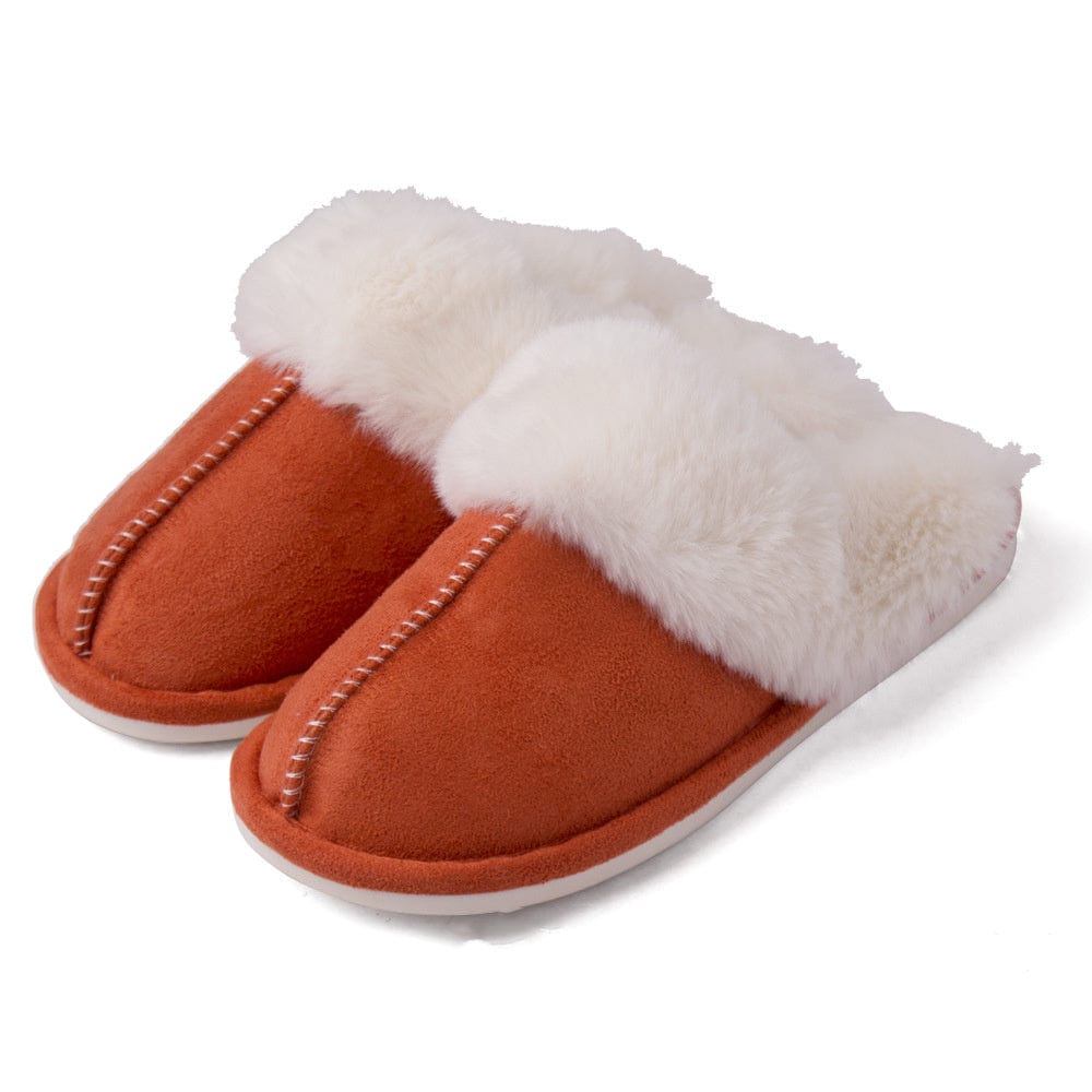 Fur Furry Slippers Women Winter Warm Plush House Shoes shoes fashion novaa Brick red 36to37