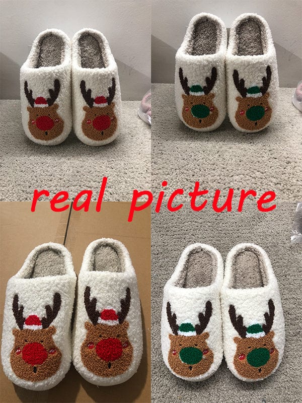 Christmas Shoes Winter Home Slippers Elk Soft Cozy Bedroom Slipper Slip On House Shoes shoes fashion novaa