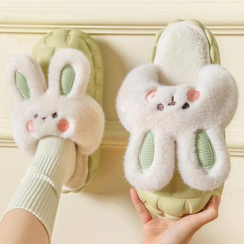 Cute Rabbit Shoes Winter Fuzzy Slippers Women Detachable Washable House Shoes shoes fashion novaa