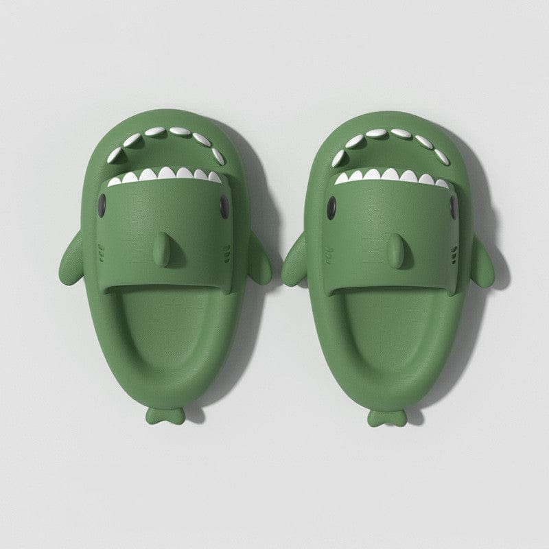 Children's Sandals And Slippers Summer Thick Bottom Second Generation Shark EVA Slippers Home Children Parent-child Non-slip Soft Bottom Baby Sandals shoes fashion novaa Dark green 15cm