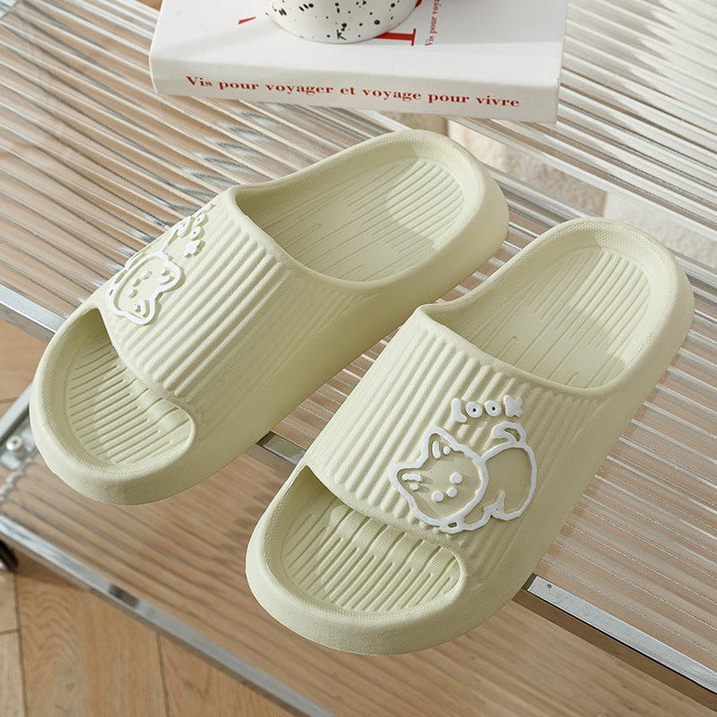 Cute Cat Slippers Summer Women Home Shoes Bath Thick Platform Non-Slip Slides Indoor Outdoor shoes fashion novaa Green 36to37