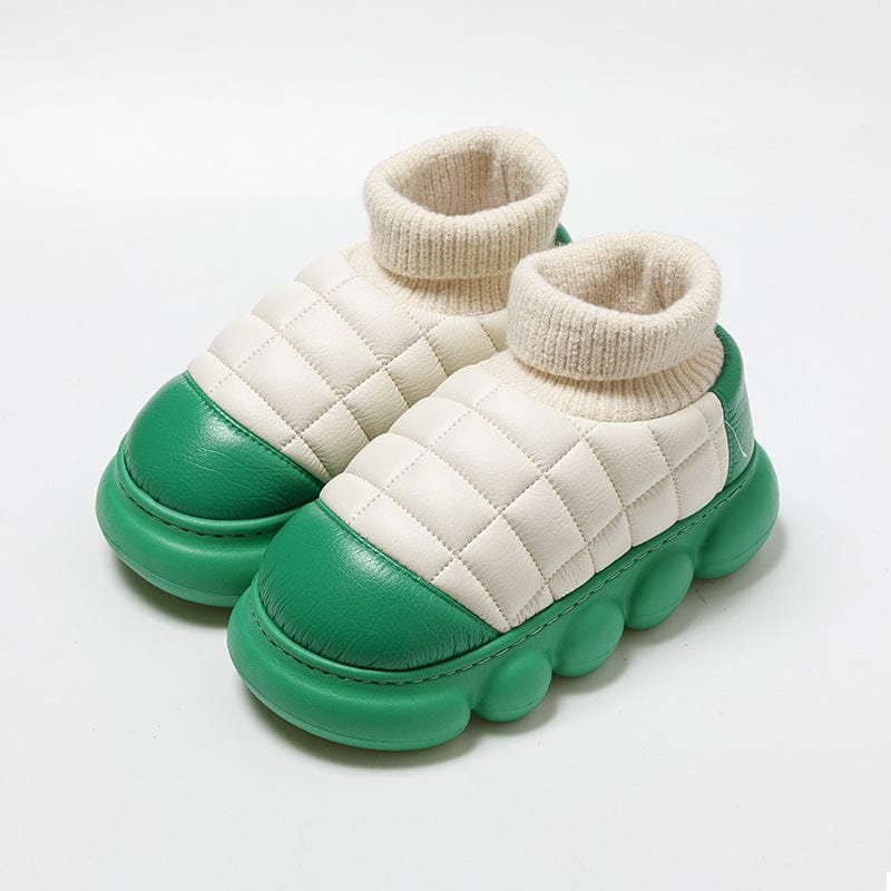 Heel Indoor Warmth Outdoor Snow Boots Lovers Thick Soled Cotton Shoes Mens Autumn And Winter shoes fashion novaa Green 36to37