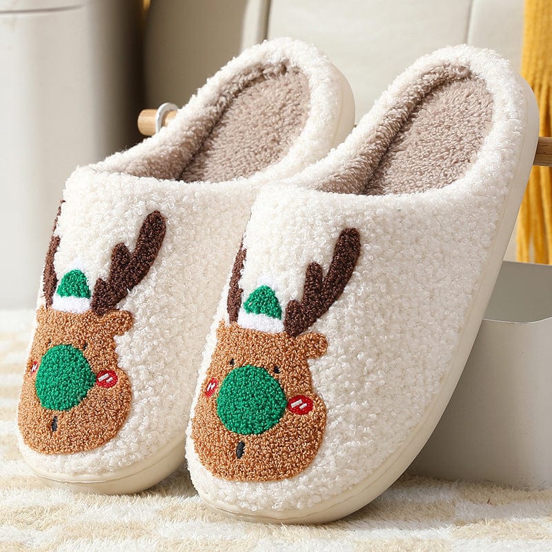 Winter Warm Home Christmas Elk Cotton Slippers shoes fashion novaa Green 37.38