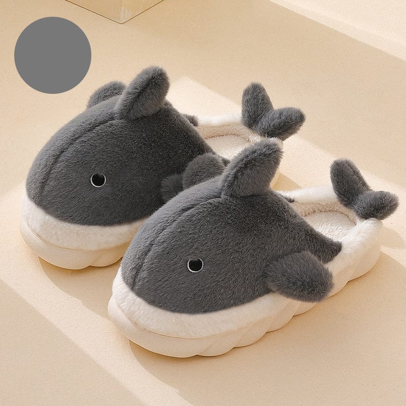 Shark Slippers Soft Sole Furry Shoes Home Bedroom Slippers Women shoes fashion novaa Grey 40to41