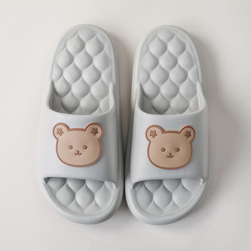 Bear Home Shoes Sole Bubble Design Massage Slippers Soft Bathroom Slippers shoes fashion novaa Light gray 40to41
