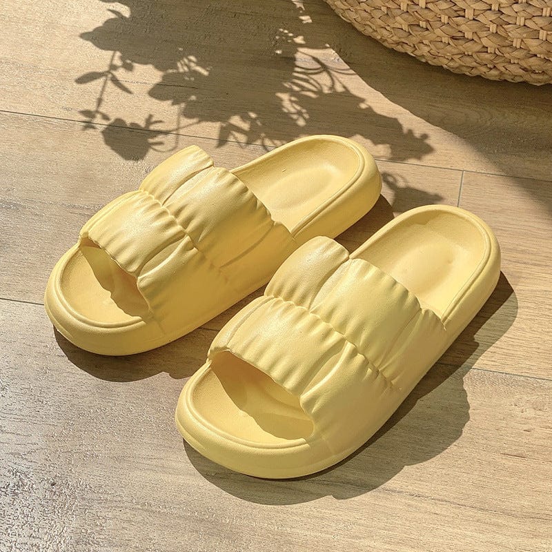 Women Home Shoes Bathroom Slippers Soft Sole Slides Summer Beach Shoes shoes fashion novaa Milky yellow 36and37