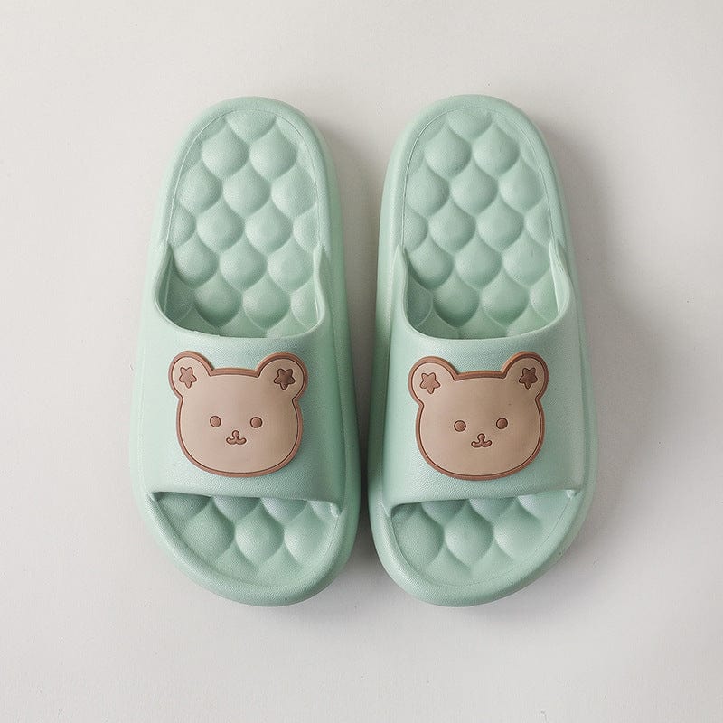 Bear Home Shoes Sole Bubble Design Massage Slippers Soft Bathroom Slippers shoes fashion novaa Mint green 36to37