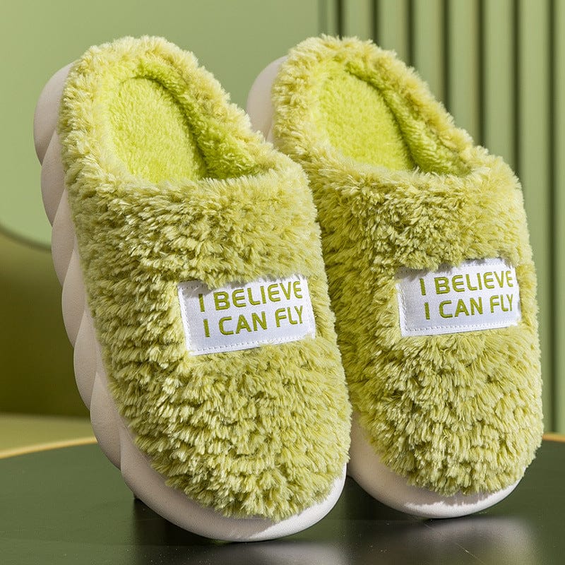 Warm Plush Slippers Home Shoes For Women Couple Winter Slippers shoes fashion novaa Peridot green 36to37