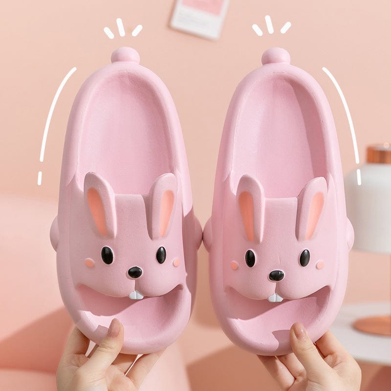 Cute Rabbit Slippers For Kids Women Summer Home Shoes Bathroom Slippers shoes fashion novaa Pink 30to31
