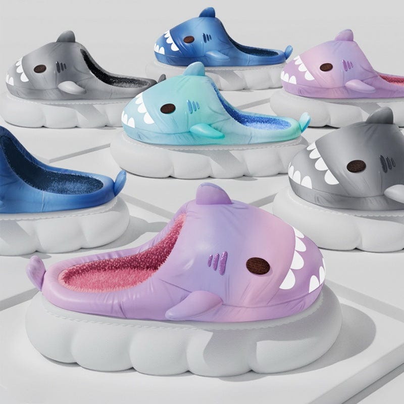 Shark Indoor And Outdoor Non-slip Thick Bottom Cotton Slippers For Women shoes fashion novaa