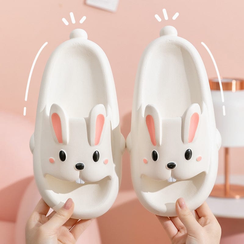 Cute Rabbit Slippers For Kids Women Summer Home Shoes Bathroom Slippers shoes fashion novaa White 30to31