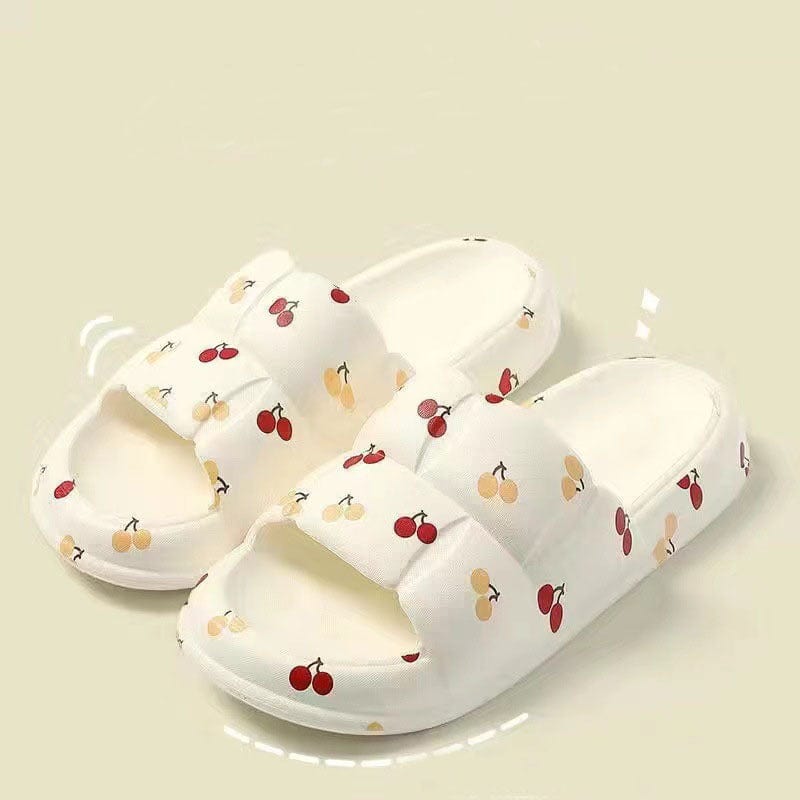 Women Home Shoes Bathroom Slippers Soft Sole Slides Summer Beach Shoes shoes fashion novaa White cherry 36and37