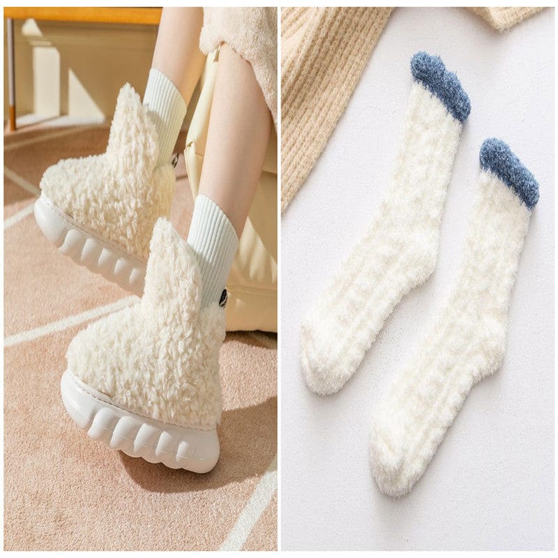 Winter Package Heeled Waterproof Home Indoor And Outdoor Wear Cute High Helper Cotton Slippers shoes fashion novaa White set 36or37