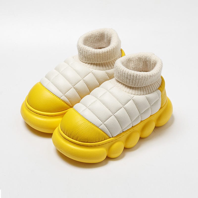 Heel Indoor Warmth Outdoor Snow Boots Lovers Thick Soled Cotton Shoes Mens Autumn And Winter shoes fashion novaa Yellow 36to37