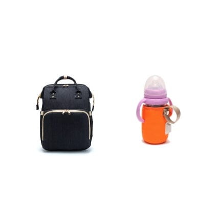 USB Charging Version Mommy Bed Backpack Folding Large Capacity Multi-function Trending Products fashion novaa Black A and orange