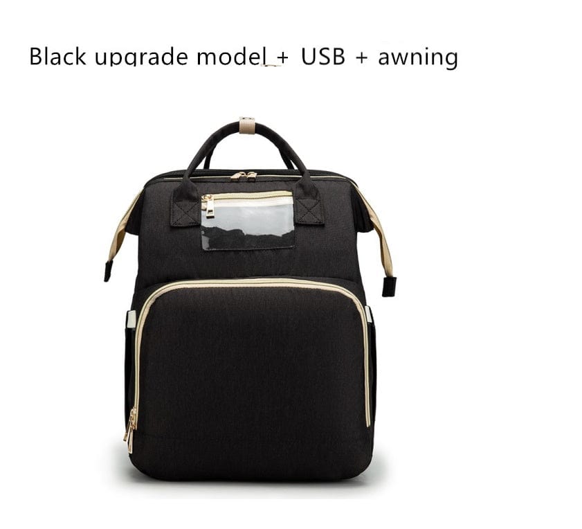 USB Charging Version Mommy Bed Backpack Folding Large Capacity Multi-function Trending Products fashion novaa Black B