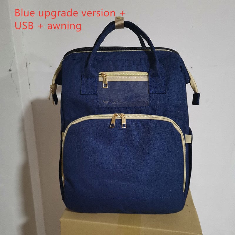 USB Charging Version Mommy Bed Backpack Folding Large Capacity Multi-function Trending Products fashion novaa Blue B