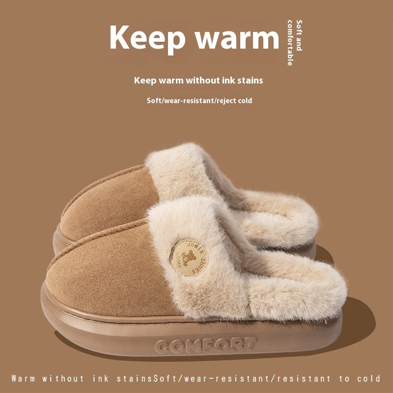 New Plush Slippers For Women Men Winter Warm Home Slipper Indoor Thick-soled Fleece Shoes Trending Products fashion novaa Brown 36to37