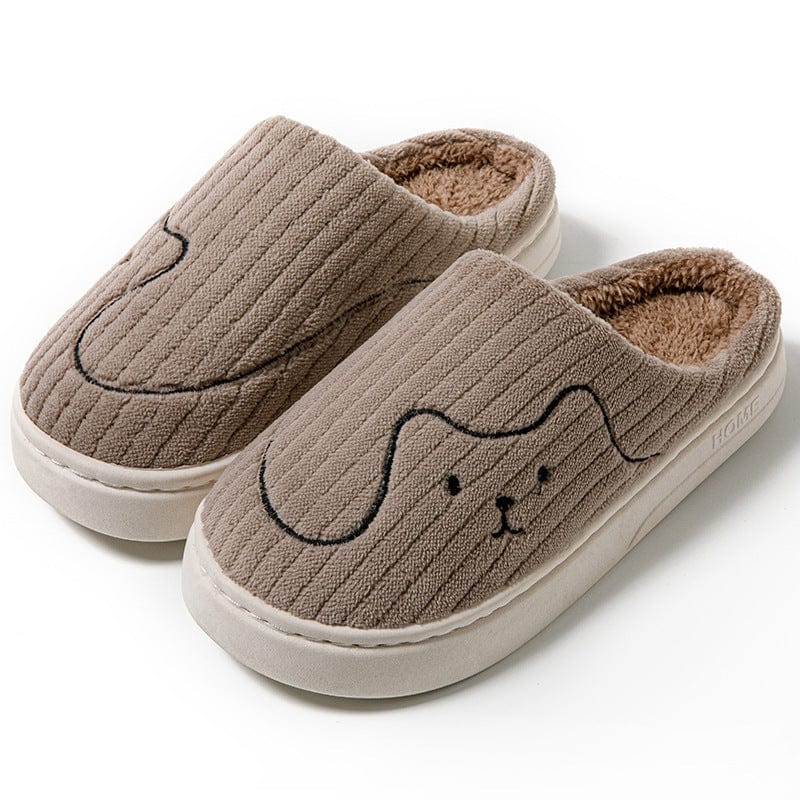 Striped Cat Slippers Indoor Couple Non-slip Floor Bedroom Slipper Winter Warm Plush House Shoes Women Men Trending Products fashion novaa Coffee 40to41