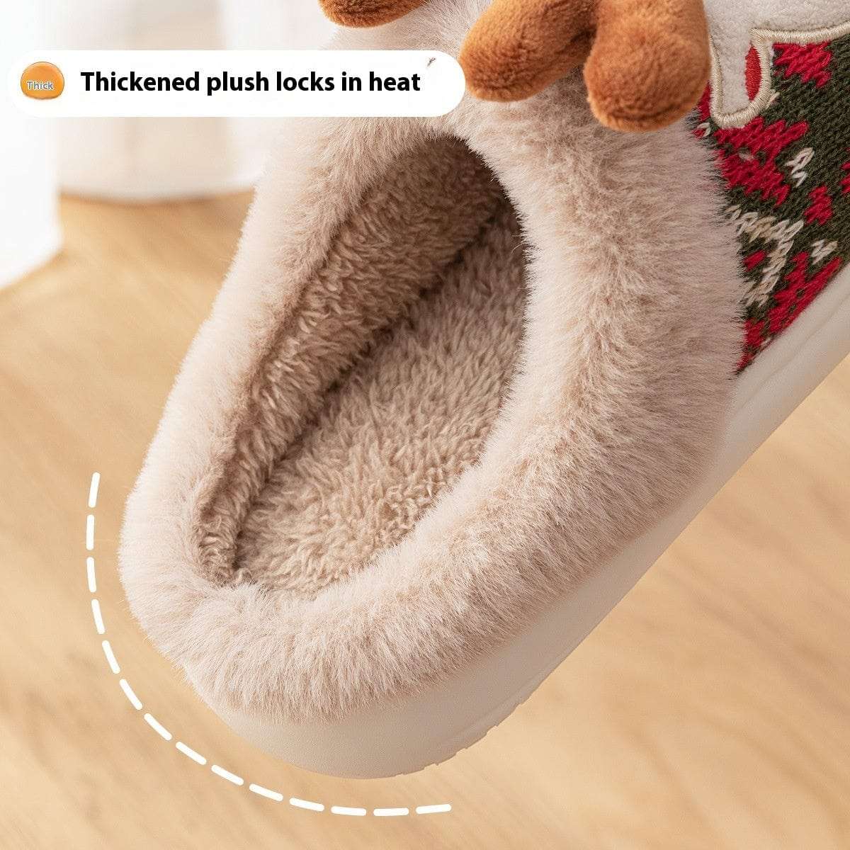 Cute Christmas Elk Plush Slippers Winter Ins Fashion Non-slip Floor Bedroom Home Slippers For Women Fuzzy House Shoes Trending Products fashion novaa
