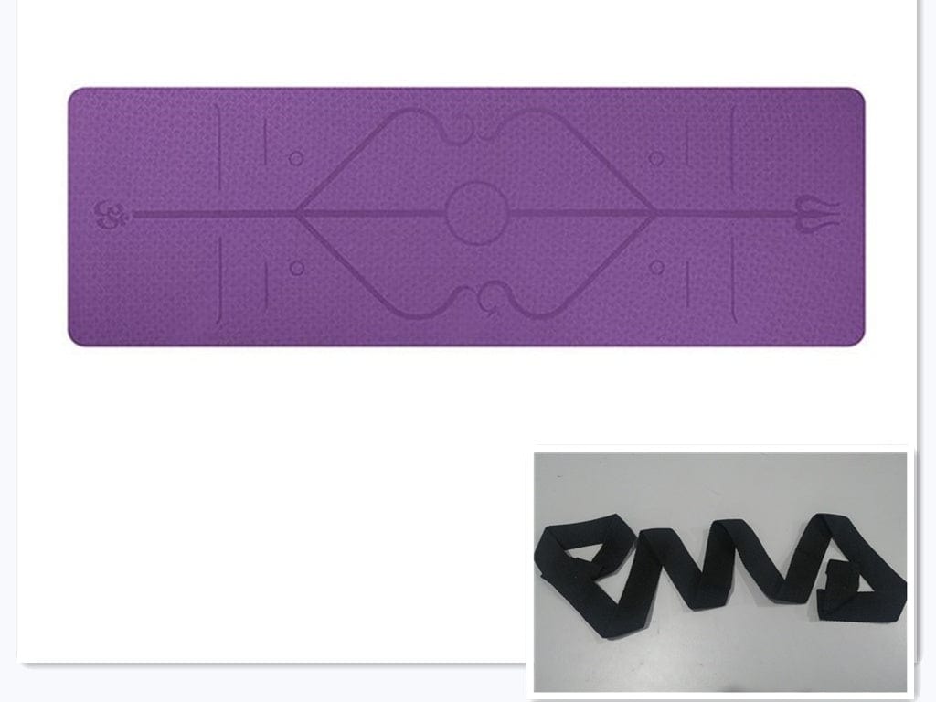 Non Slip TPE Yoga Mat Position Line Beginner Trending Products fashion novaa Dark purple set