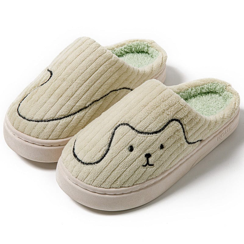 Striped Cat Slippers Indoor Couple Non-slip Floor Bedroom Slipper Winter Warm Plush House Shoes Women Men Trending Products fashion novaa Green 36to37