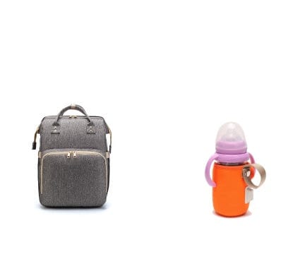 USB Charging Version Mommy Bed Backpack Folding Large Capacity Multi-function Trending Products fashion novaa Grey A and orange