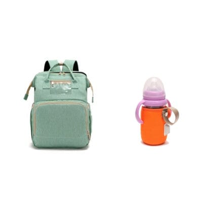 USB Charging Version Mommy Bed Backpack Folding Large Capacity Multi-function Trending Products fashion novaa Light green C and orange