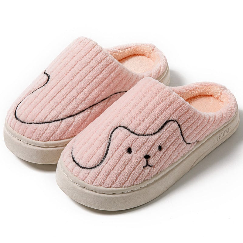 Striped Cat Slippers Indoor Couple Non-slip Floor Bedroom Slipper Winter Warm Plush House Shoes Women Men Trending Products fashion novaa Pink 38to39