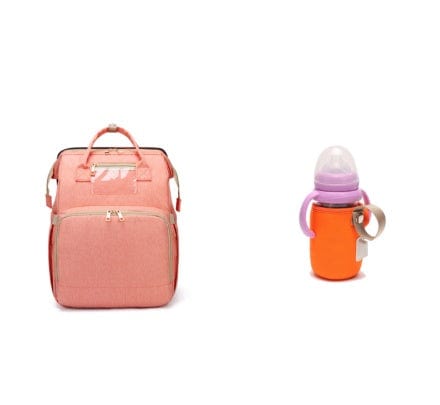 fashion novaa Trending Products Pink C and orange USB Charging Version Mommy Bed Backpack Folding Large Capacity Multi-function