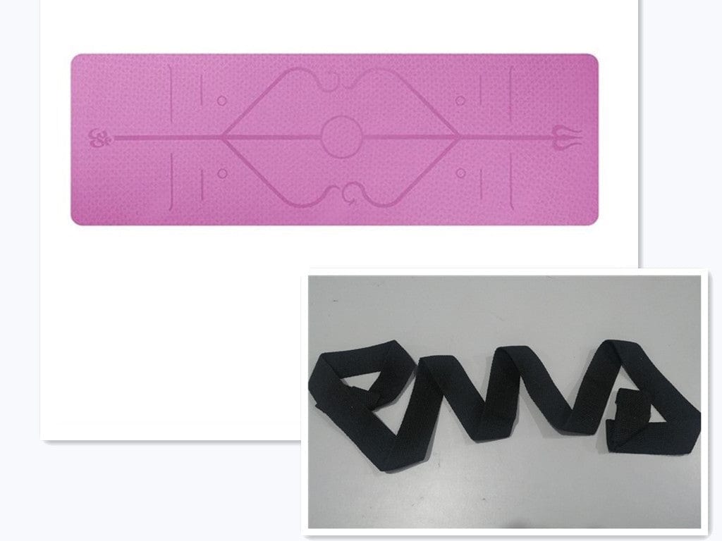 Non Slip TPE Yoga Mat Position Line Beginner Trending Products fashion novaa Pink set