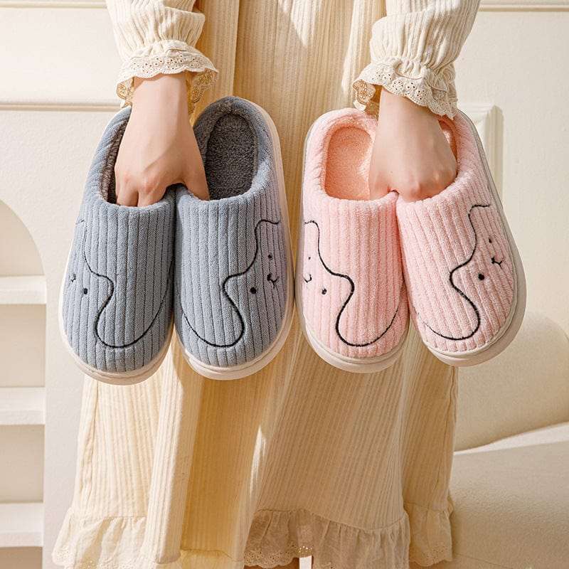 Striped Cat Slippers Indoor Couple Non-slip Floor Bedroom Slipper Winter Warm Plush House Shoes Women Men Trending Products fashion novaa